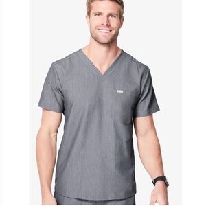 Figs Chisec 3 Pocket Scrub Top Graphite XS